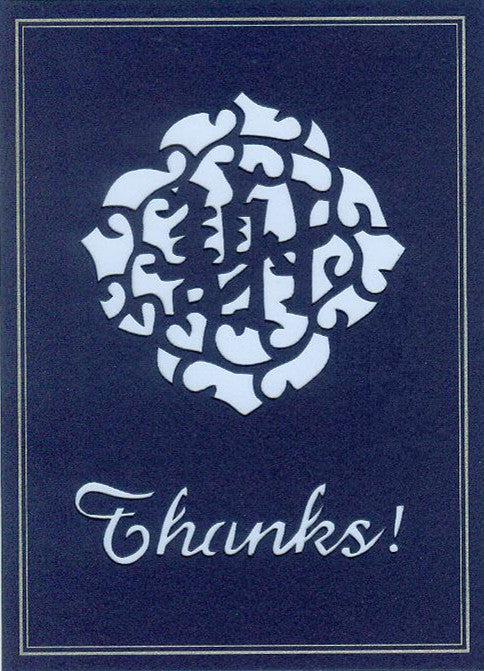 blue thanks! hand-cut greeting card from evergreen cards
