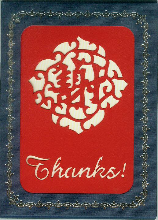 red thanks! hand cut 10-pack greeting cards from evergreen cards